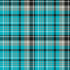 Seamless pattern in simple water blue, gray, black and white colors for plaid, fabric, textile, clothes, tablecloth and other things. Vector image.