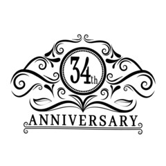 34 years Anniversary logo, luxurious 34th Anniversary design celebration.