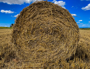 Straw Bale and Cloudy Sky Thrace Turkey Europe