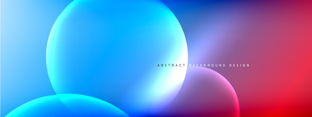 Vector abstract background liquid bubble circles on fluid gradient with shadows and light effects. Shiny design templates for text