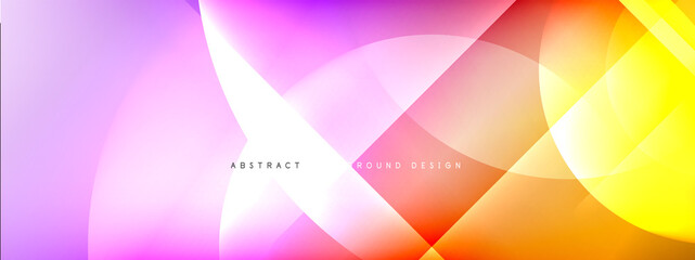 Vector abstract background - circle and cross on fluid gradient with shadows and light effects. Techno or business shiny design templates for text