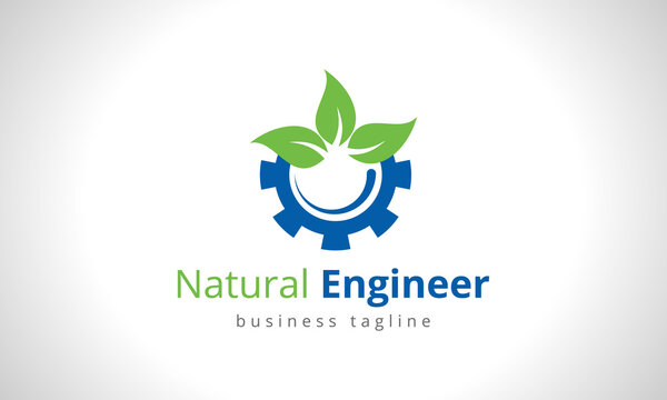 Natural Engineering Logo Design, eco logo, engineer logo, geer logo.
