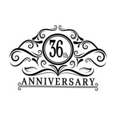 36 years Anniversary logo, luxurious 36th Anniversary design celebration.