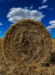 Straw Bale and Cloudy Sky Thrace Turkey Europe