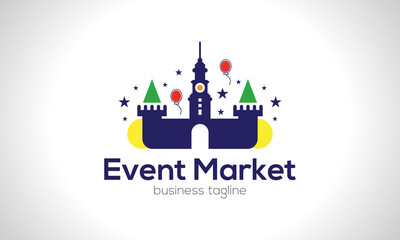 Obraz premium Colorful Event Market House Logo Design Vector Icon Symbol Illustration.