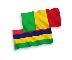 Flags of Mali and Republic of Mauritius on a white background
