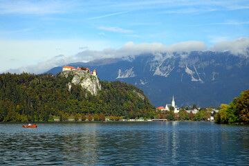 Medieval Bled castle above Lake Bled in Slovenia.