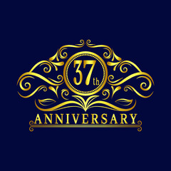 37 years Anniversary logo, luxurious 37th Anniversary design celebration.