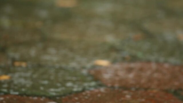 Blurred brick road background with rain dropping  , Chiangmai Thailand  