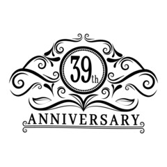 39 years Anniversary logo, luxurious 39th Anniversary design celebration.