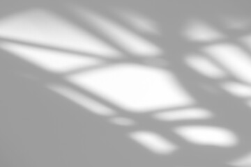 Overlay effect for photo and mockups. Organic drop diagonal shadow of art deco stained glass window on a white wall.