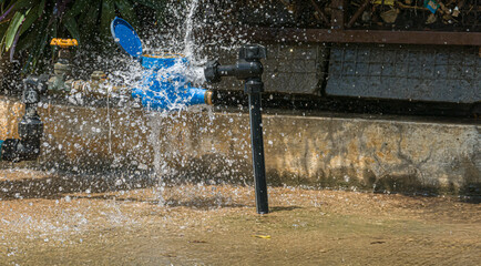 Severe water leaks from old cracked pipes in all directions.