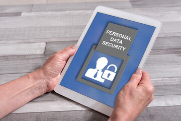 Personal data security concept on a tablet