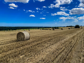 Straw Bale and Cloudy Sky Thrace Turkey Europe