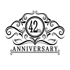 42 years Anniversary logo, luxurious 42th Anniversary design celebration.
