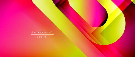Vector geometric abstract background with lines and modern forms. Fluid gradient with abstract round shapes and shadow and light effects