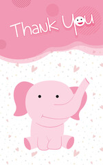 Elephant thank you card concept vector illustration.