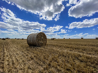 Straw Bale and Cloudy Sky Thrace Turkey Europe