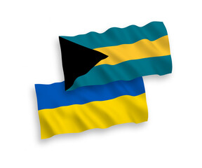 Flags of Commonwealth of The Bahamas and Ukraine on a white background