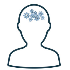 Human with gears inside his head icon vector