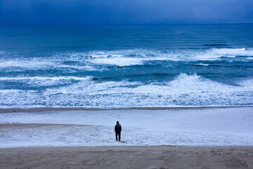 Dunes, sea, snow, winter, 鳥取砂丘, 冬, 日本海