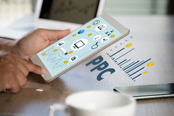 PPC - Pay Per Click concept Businessman working concept ppc.