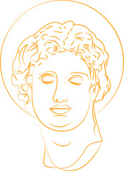 This golden logo was inspired by the bust of Alexander the Great. It can be used for any company to emphasize aesthetics, luxury and connection with the antique past.