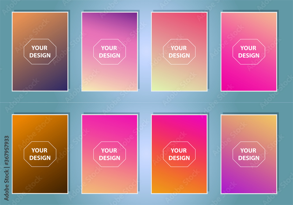 Poster set of abstract vector gradient backgrounds. colorful texture for your design. mobile app template