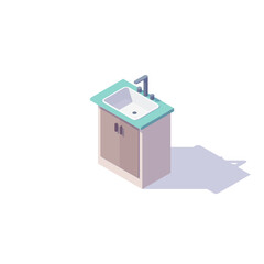 Isometric kitchen washbasin isolated on white background. Vector illustration