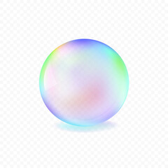 Realistic soap bubble isolated on transparent background. Vector illustration.