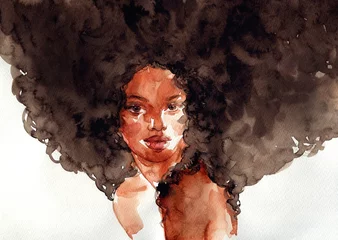 Rolgordijnen african american woman. illustration. watercolor painting  © Anna Ismagilova