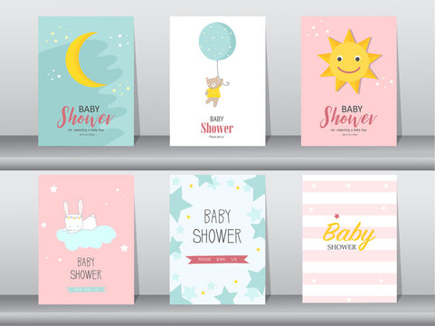 Set of baby shower invitations cards,poster