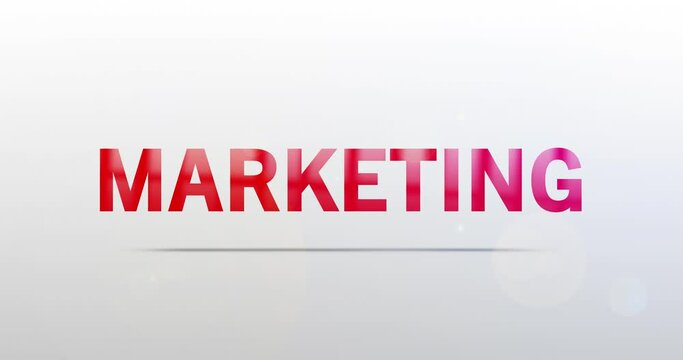 Marketing. Partikel Logo. Text Animation. Rotes Logo auf Hintergrund wei&szlig;/grau. Drehung. Hochwertiges 4k Video
