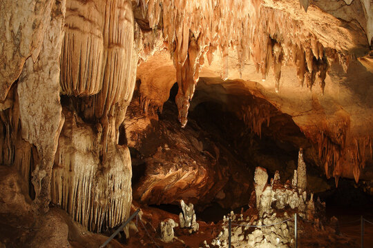 Lava tube, stalactite cave near Kanchanaburi, Thailand, Asia
