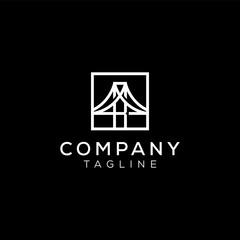 simple modern minimalist bridge with monogram letter bb logo premium vector