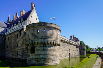 Fototapeta na wymiar Château des ducs de Bretagne means Castle of the Dukes of Brittany located in the city of Nantes town France