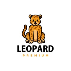 cute cheetah leopard cartoon logo vector icon illustration