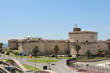 Michelangelo fortress .The male or donjon is the main tower (Tower typical of medieval castles) .Civitavecchia,Italy