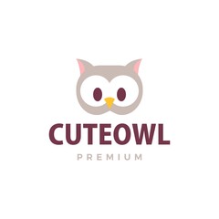 cute owl flat logo vector icon illustration