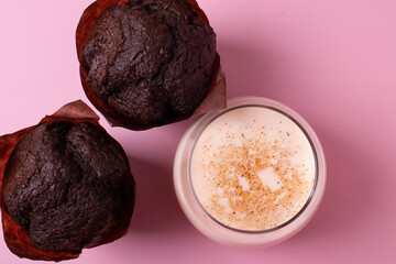 yummy muffin dessert on pink