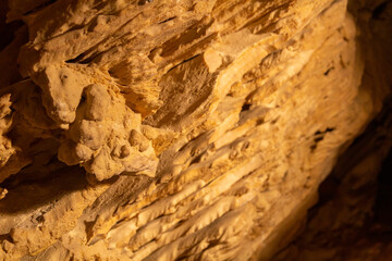 Old cave stone decoration. Unique underground cave Turold, Palava, Czech republic