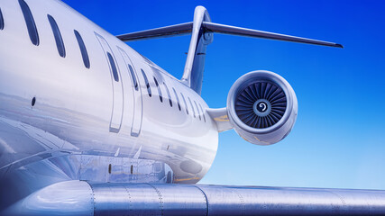 private jet against a blue sky