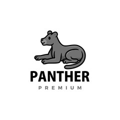 cute panther cartoon logo vector icon illustration