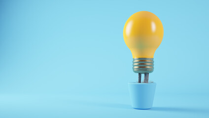 Lightbulb on a plant 3d rendering