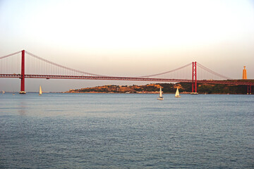 Lisbon, view of the bridge and the Maat museum