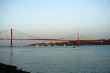 Fototapeta na wymiar Lisbon, view of the bridge and the Maat museum