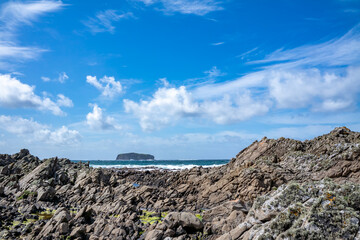 Glashedy Island is an uninhabitated island apprimately 1 mile of Pollen strand west of Trawbreaga Bay. Here seen from the castles - Donegal, Ireland