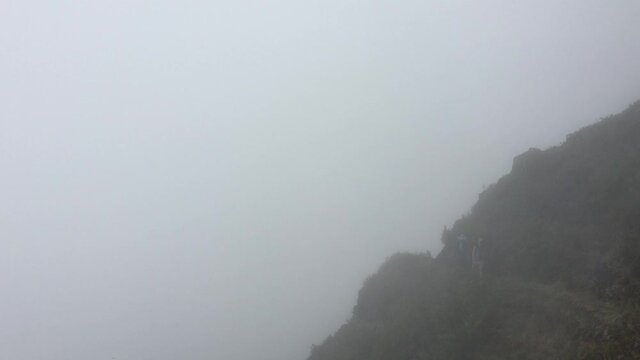 Halemau'u switchback trail hike in Haleakala national park Maui Hawaii. Foggy dream hike in Hawaii. 