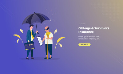 Health protection by insurance for old age or survivors on illustration concept