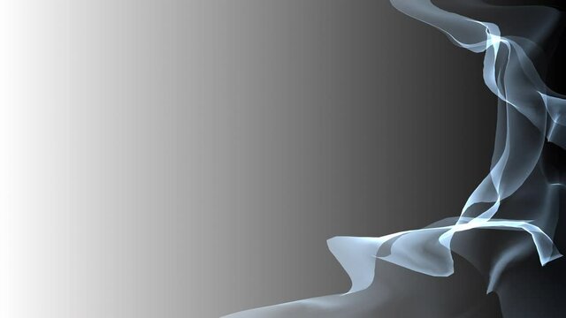 Seamless loop back and white futuristic background with copy space for your text. Abstract translucent swirly rotating spinning looping animation. Business presentation title or trailer backdrop.